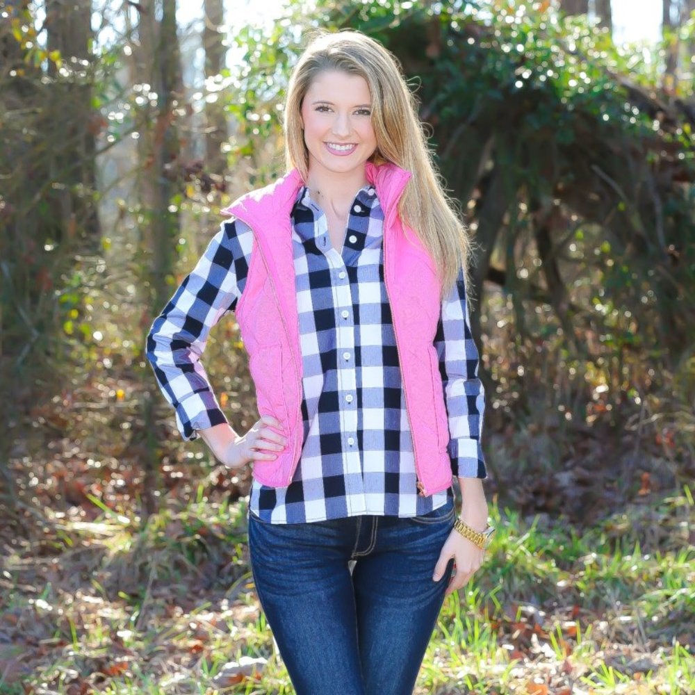 pink puffer vest